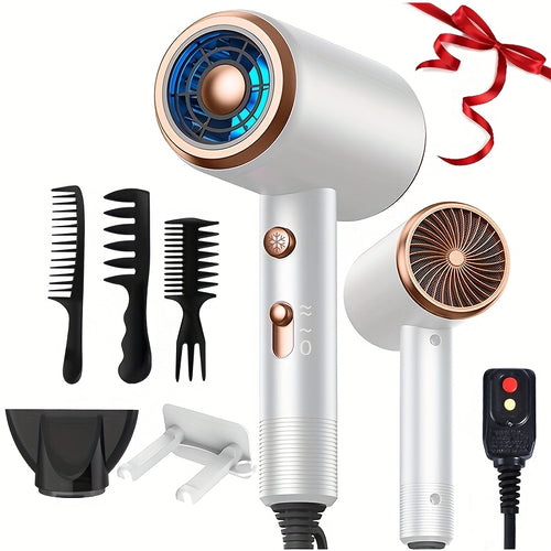 Secador de cabelo iônico com difusor, 2 velocidades, 3 e botões de resfriamento, para cabelos retos e encaracolados, 1600W, plugue dos EUA, motor escovado, ideal para uso doméstico, viagem e salão, secador de cabelo elétrico portátil